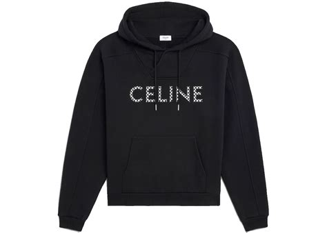 Celine Loose Sweatshirt In Cotton Fleece With Studs Black/White 